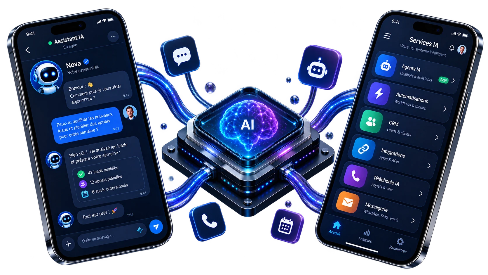 Agents IA et automatisation mis en place par WEBAMA pour les PME